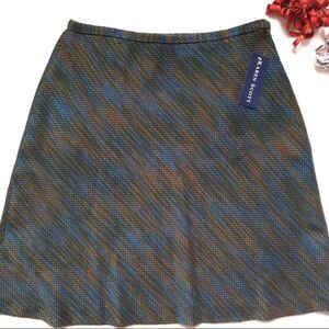 Karen Scott Brown Green Tweed A-line Bussines Preppy Skirt new